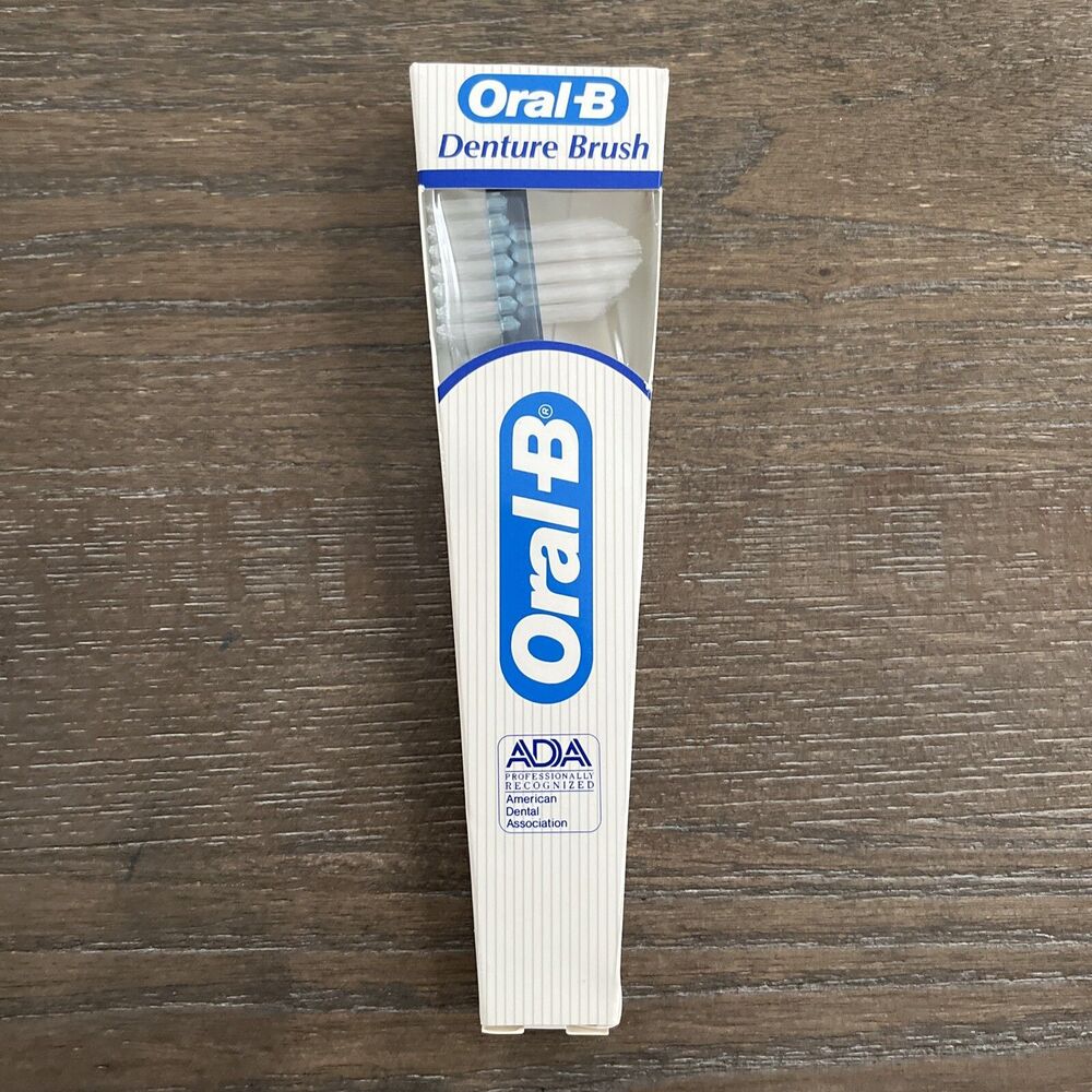 1 Vintage 1985 NOS New Blue Oral B Denture Brush Made in USA